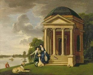 David Garrick (1717-79) og hans kone ved hans tempel til Shakespeare i Hampton, ca. 1762 (olje på lerret)