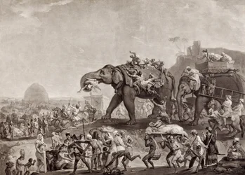 Hyderbecks ambassade til Calcutta, fra vesiren av Oude, via Patna, i år 1788, for å møte Lord Cornwallis, pub.c.1800 (mezzotint)