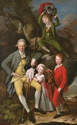 Henry Knight av Tythegston med sine tre barn, ca. 1770 (olje på lerret)