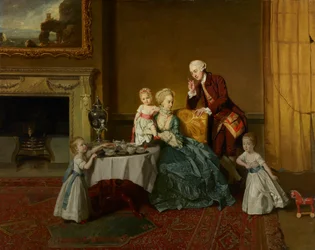 John, fjortende lord Willoughby de Broke, og hans familie, ca. 1766