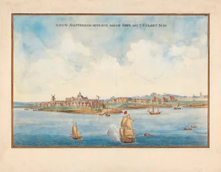 New York fra havet på 1600-tallet.