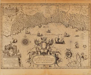 Republikken Genova, kart av Jan Baptist Vrients fra Theatrum Orbis Terrarum av Abraham Ortelius