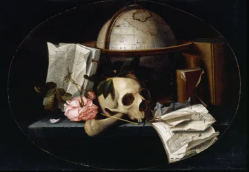 Vanitas Still Life, ca. 1655 (olje på eikepanel)