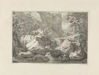 Utsikt over en foss Prospekt i Monasterio vulgo dicto La Grande Chartreuse i Delphinatu (tittel på objekt) Landskap i Chartreuzerfjellene (serietittel)