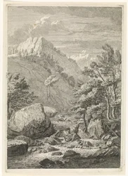 Ravine med bred foss Landskap i Chartreuzer-fjellene (serietittel)
