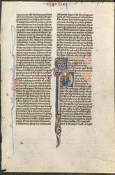 Blad fra en latinsk bibel: Innledende P med St. Paul som holder et sverd..., ca. 1250.
