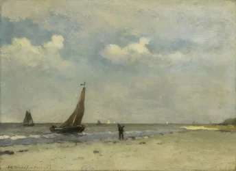 Strandscene, ca. 1870–1903 (olje på panel)