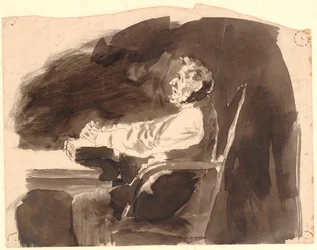Gammel mann ved et bord med en bibel