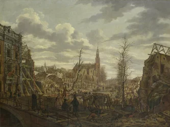 Rapenburg, Leiden, tre dager etter eksplosjonen av et pulverskip 12. januar 1807