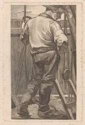 Arbeider ved et tregjerde