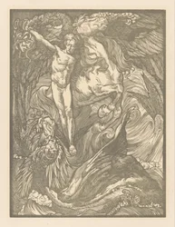 Perseus og sjømonsteret Perseus og dragen, trykk på nederlandsk papir