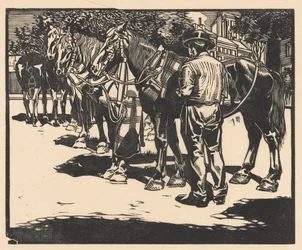 Ride hester på et torg