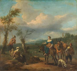 Italiensk landskap med figurer