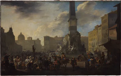 Romersk markedsscene på Piazza Navona