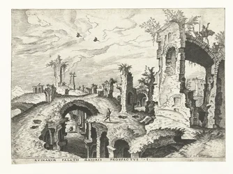 Utsikt over ruiner på Palatinerhøyden i Roma Romerske ruiner, 1561 (serietittel)