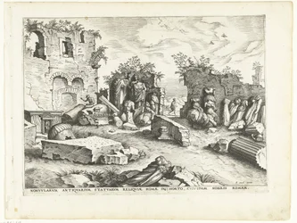 Hage med fragmenter av antikke statuer Romerske ruiner, 1561 (serietittel)