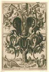 Skalllignende ornament der figurer er fengslet. Veelderleij Wisselinghe van grotissen ende Compertimenten (...)Libro Primo (serietittel)