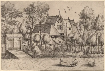 Landsted med grøft