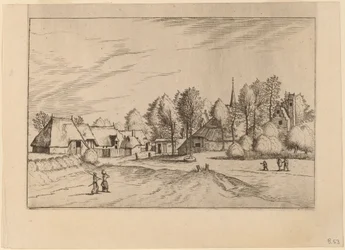 Landsby med kirketårn