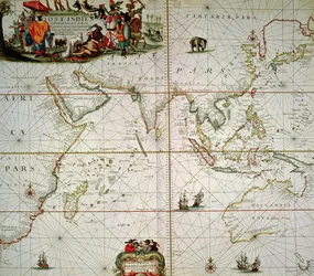 Kart over Afrika, India, Indiahavet og Øst-India