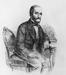 Portrett av Raffaele Busacca dei Gallidoro (1810-1893), italiensk politiker og økonom, gravering