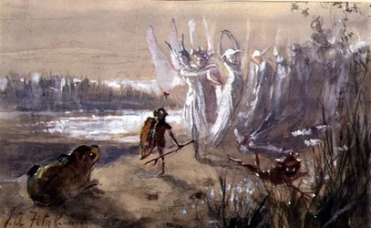A Halt in the Fairy Procession (akvarell, gouache på papir)