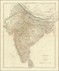 Kart over India fra 1832 av John Arrowsmith