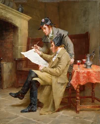 News of the Army, ca. 1900 (olje på panel)