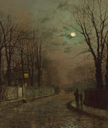 En våt vei, Knostrop, Yorkshire av John Atkinson Grimshaw, 1886