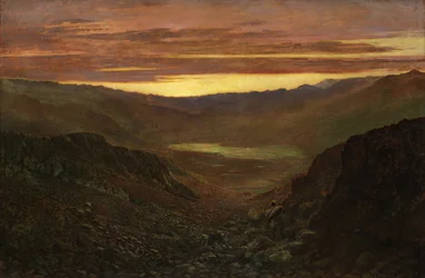 Fleetworth Hollow și Tarn din Green Gable Fell at Twilight (ulei pe pânză) norvegiană