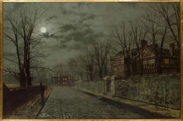 J.A.Grimshaw, A Cheshire Road / Gemälde, 1883