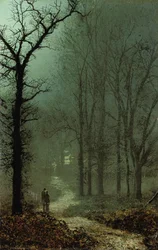 Elskende i en skog i måneskinn, 1873