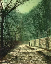 Treskygger på parkmuren, Roundhay, Leeds