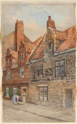 The Dolphin House, Low Friar Street, Newcastle upon Tyne (kroppsfarge, blyant og wc på papir)