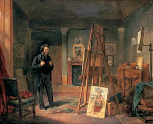 Portrett av Thomas Faed i hans studio, 1800-tallet