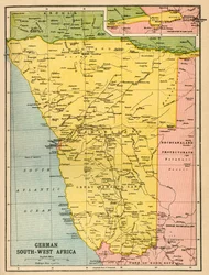 Kart over tysk Sørvest-Afrika, første verdenskrig, c1920.