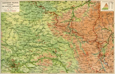Nord-Frankrike som illustrerer den vestlige kampanjen, 1914, c1920.