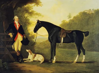Offiser for Royal Horse Guards med sin lader og hund