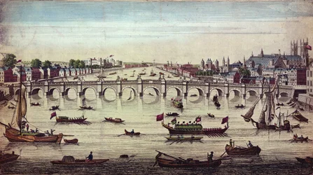 Westminster Bridge, ser vestover, utgitt av J. Bowles, 1747