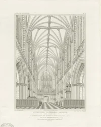 Interiør i Lichfield Cathedral - Kor: gravering, nd [c 1820] (trykk)