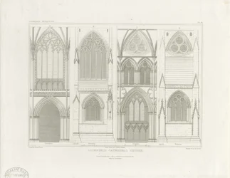 Interiør i Lichfield Cathedral - Nave and Choir: gravering, nd [c 1819] (trykk)