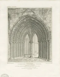 Lichfield Cathedral - North Transept Doorway: gravering, nd [c 1820] (trykk)
