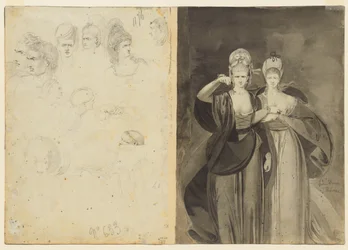 Sketches of Heads verso, venstre, Two Women verso, høyre, ca. 1770-1775.