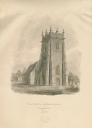Adbaston Church: sepia-tegning