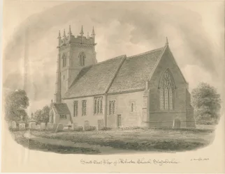Adbaston Church: sepia-tegning, 1843