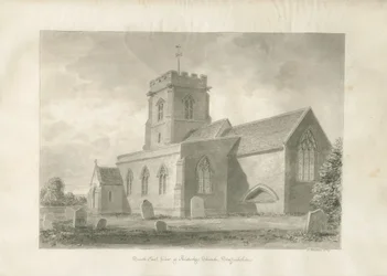 Aldridge Church: sepia-tegning, 1847