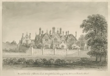 Barton under Needwood - "Barton Hall": sepia-tegning, 1839