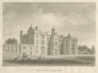 Beaudesert Hall and Park: sepia-tegning