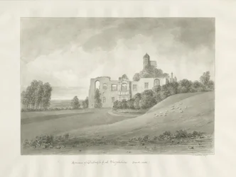 Biddulph Hall (gammel): sepia-tegning
