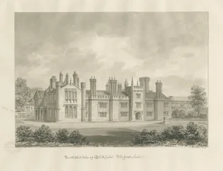 Blithfield Hall: sepia-tegning, 1823